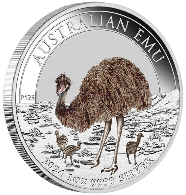 2024 $1 Australian Emu Coloured 1oz Silver Coin
