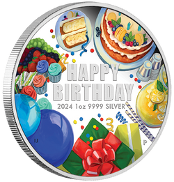 2024 $1 Happy Birthday Coloured 1oz Silver Proof Coin