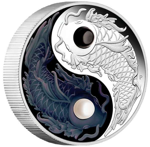 2024 Tuvalu $5 Yin Yang Koi Fish 5oz Silver Coin with Pearls