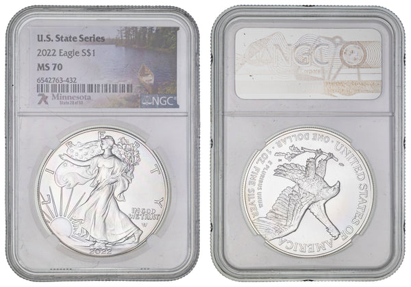 USA 202 $1 1oz Silver Eagle States Series - Minnesota NGC MS70