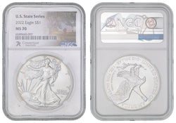 USA 2022 $1 1oz Silver Eagle States Series - Connecticut NGC MS70