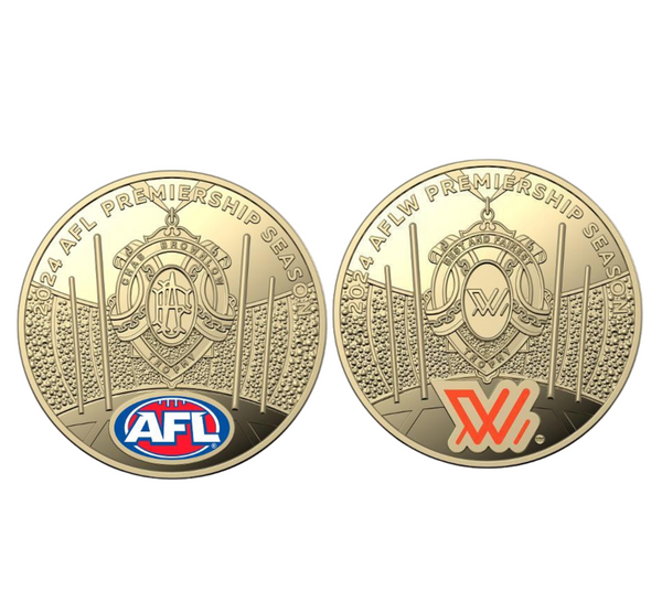 2024 $1 AFL & AFLW Coloured Uncirculated Coin Pair