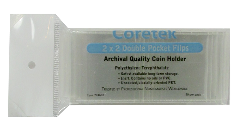 Coretek 2" x 2" Museum Quality Coin Flips - 50 pack