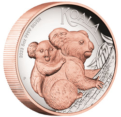 2023 $8 Koala Pink Gold-Gilded 5oz Silver High Relief Coin