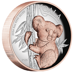 2024 $8 Koala 5oz Silver Rose Gold-Gilded High Relief Proof Coin