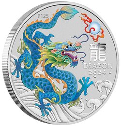 2024 $1 Year of the Dragon Perth ANDA Teal Coloured 1oz Silver Coin