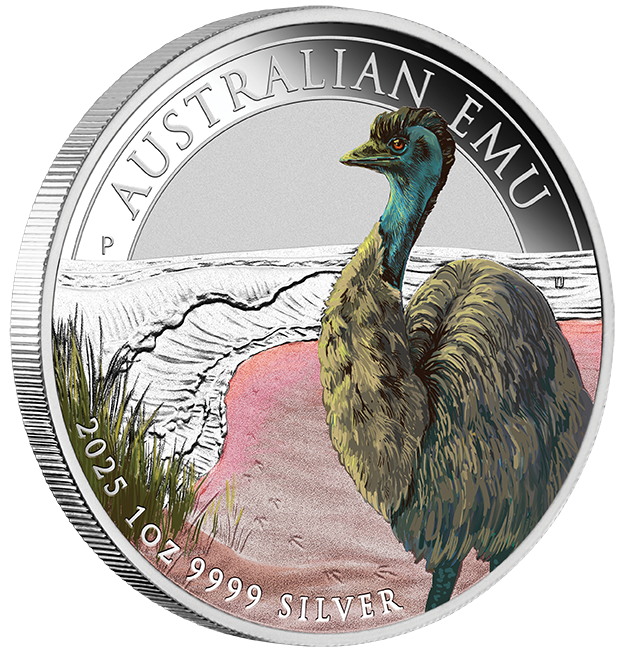 2025 $1 Australian Emu 1oz Silver Coloured Coin