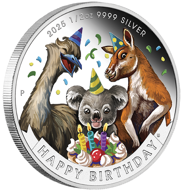 2025 50c Happy Birthday 1/2oz Silver Proof Coloured Coin in Card