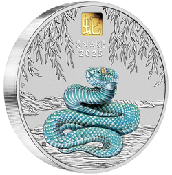 2025 $30 Year of the Snake 1 Kilo Silver Coloured Coin with Gold Privy Mark