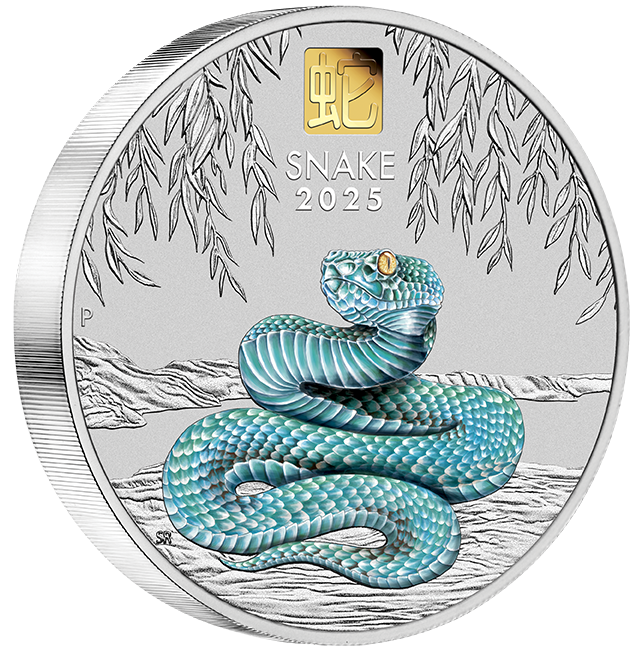 2025 $30 Year of the Snake 1 Kilo Silver Coloured Coin with Gold Privy Mark