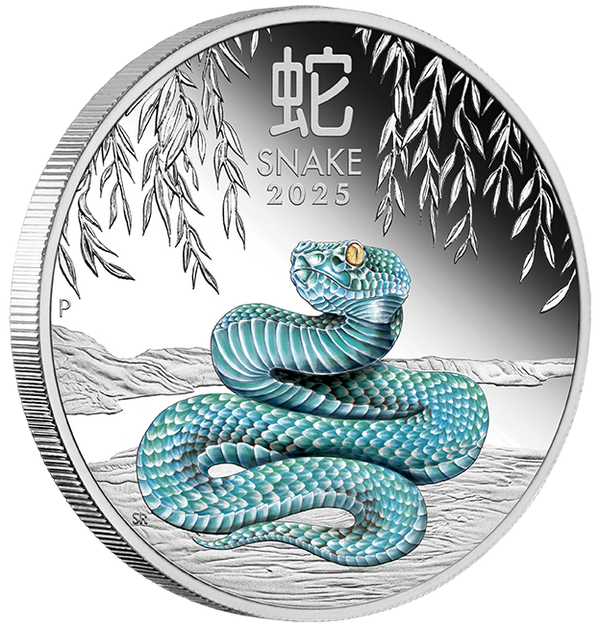 2025 $1 Year of the Snake 1oz Silver Proof Coloured Coin