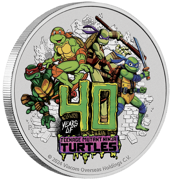 2024 Tuvalu $1 Teenage Mutant Ninja Turtles 40th Anniversary Coloured 1oz Silver Coin