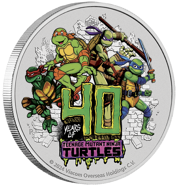 2024 Tuvalu $1 Teenage Mutant Ninja Turtles 40th Anniversary Coloured 1oz Silver Coin