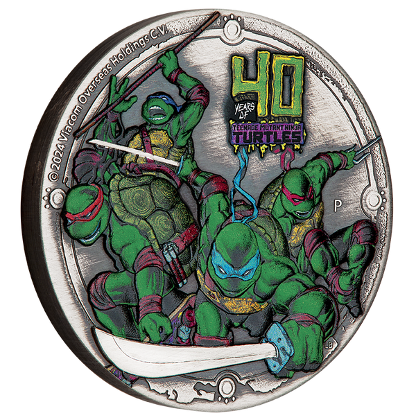 2024 Tuvalu $2 Teenage Mutant Ninja Turtles 40th Anniversary 2oz Silver Antiqued Coin