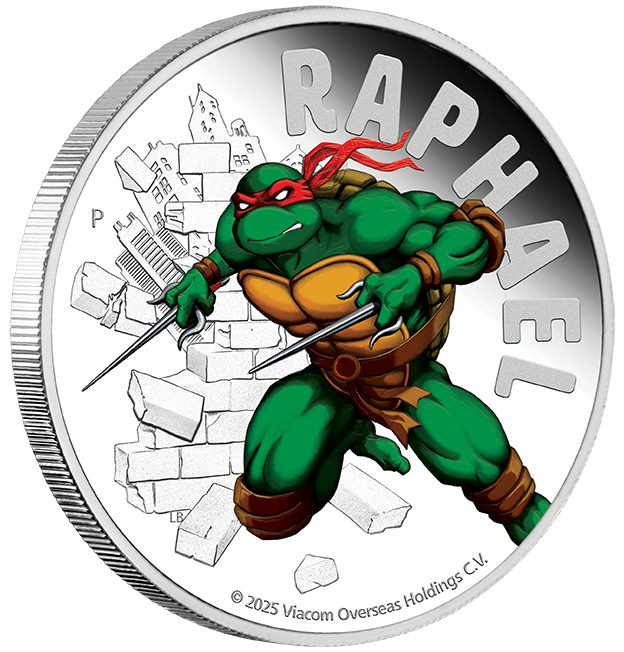 2025 Tuvalu $1 Teenage Mutant Ninja Turtles - Raphael 1oz Silver Coloured Coin