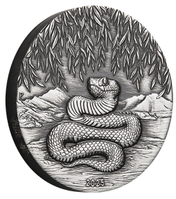 2025 $2 Year of the Snake 2oz Silver Antiqued Coin