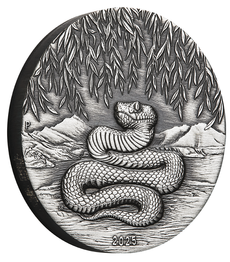 2025 $2 Year of the Snake 2oz Silver Antiqued Coin