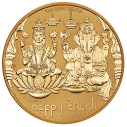 2023 Happy Diwali Gold-Plated 1oz Silver Medallion