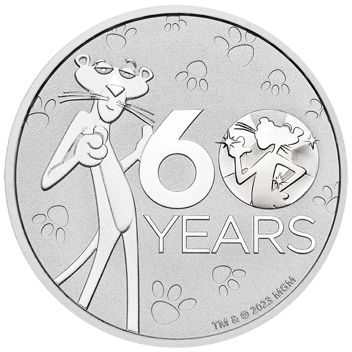 2024 Tuvalu $1 Pink Panther 1oz Silver Coin on Card