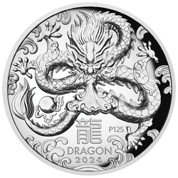 2024 $1 Lunar Year of the Dragon 1oz Silver High Relief Coin