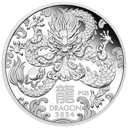 2024 $1 Lunar Year of the Dragon 1/2oz Silver Proof Coin