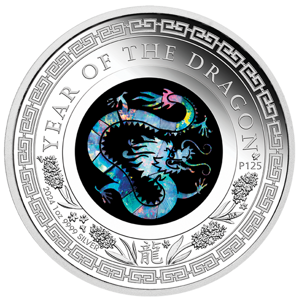 2024 $1 Year of the Dragon Opal 1oz Silver Proof Coin