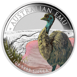 2025 $1 Australian Emu 1oz Silver Coloured Coin