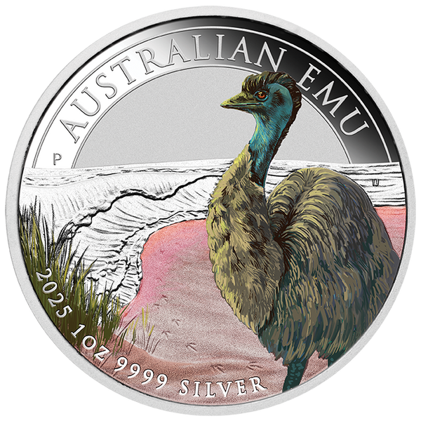 2025 $1 Australian Emu 1oz Silver Coloured Coin