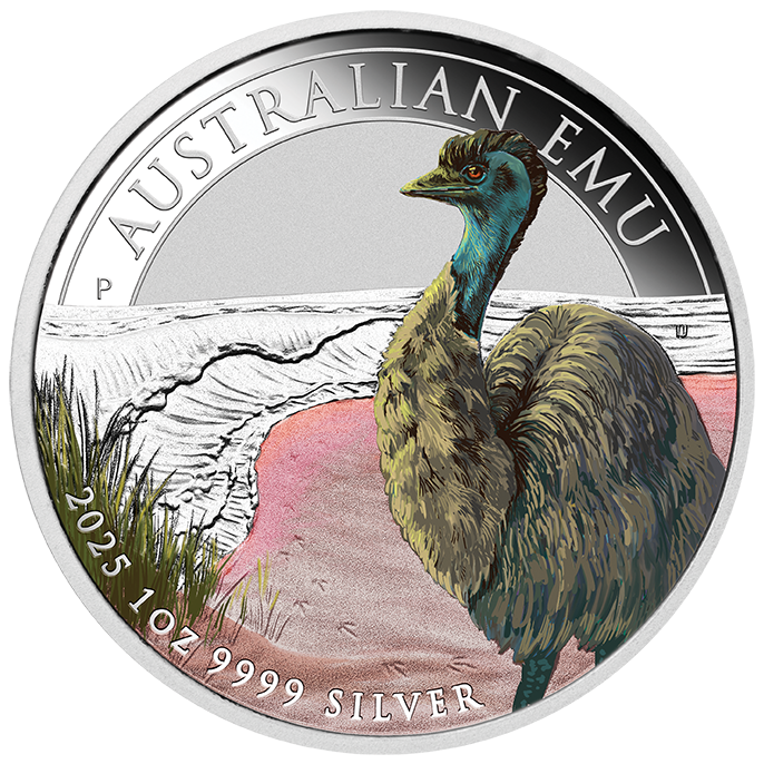 2025 $1 Australian Emu 1oz Silver Coloured Coin