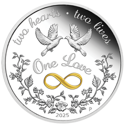 2025 $1 One Love 1oz Silver Proof Coloured Coin