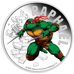 2025 Tuvalu $1 Teenage Mutant Ninja Turtles - Raphael 1oz Silver Coloured Coin