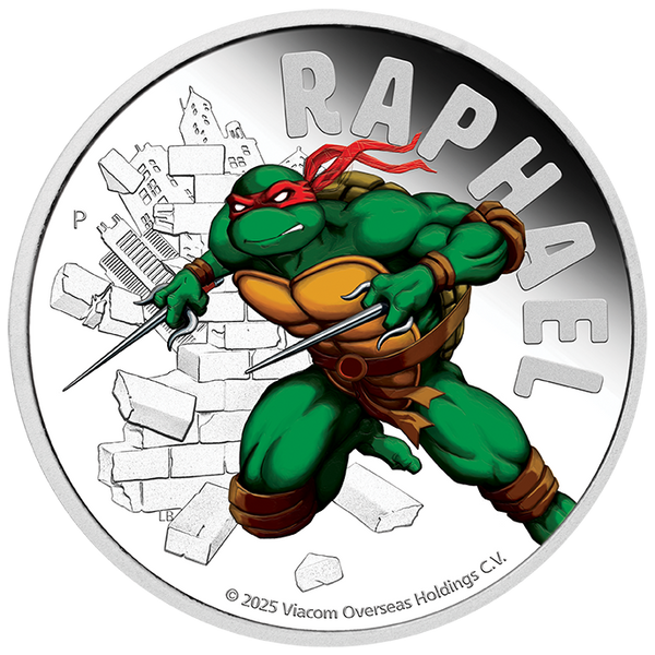 2025 Tuvalu $1 Teenage Mutant Ninja Turtles - Raphael 1oz Silver Coloured Coin