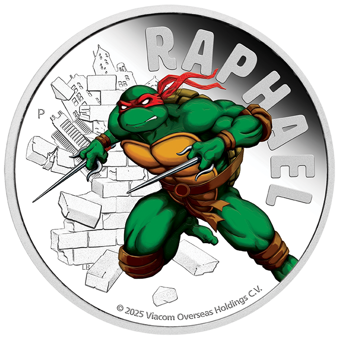 2025 Tuvalu $1 Teenage Mutant Ninja Turtles - Raphael 1oz Silver Coloured Coin