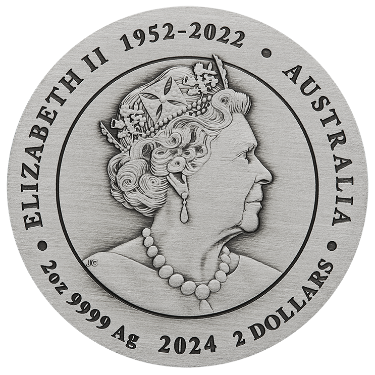2024 $2 Lunar Year of the Dragon 2oz Silver Antiqued Coin
