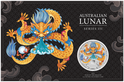 2024 $1 Lunar Year of the Dragon Coloured 1oz Silver BU