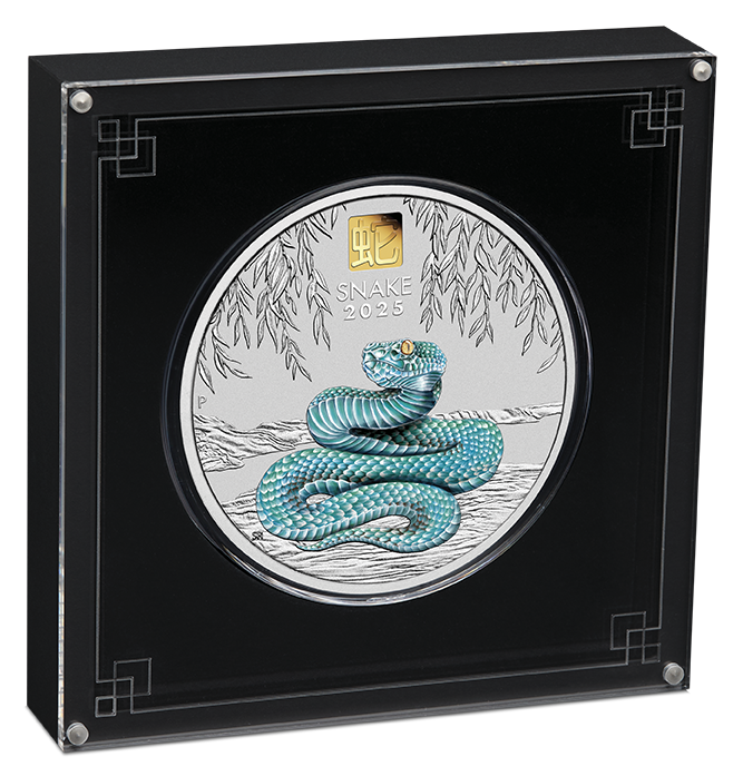 2025 $30 Year of the Snake 1 Kilo Silver Coloured Coin with Gold Privy Mark