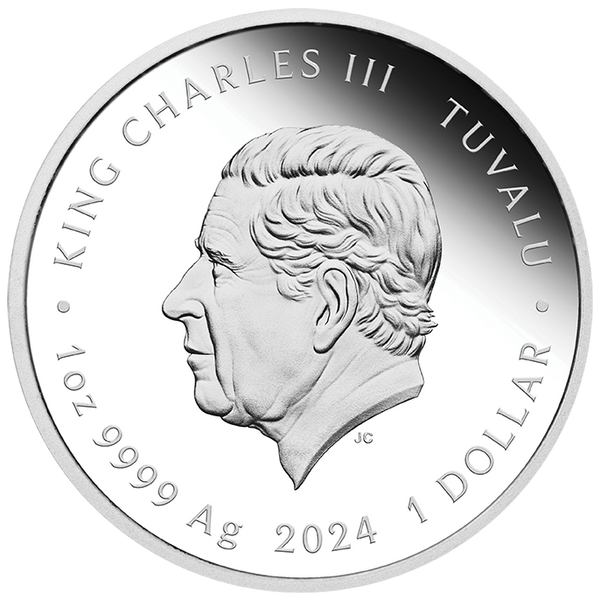 2024 Tuvalu $1 Bon Scott Coloured 1oz Silver Proof Coin