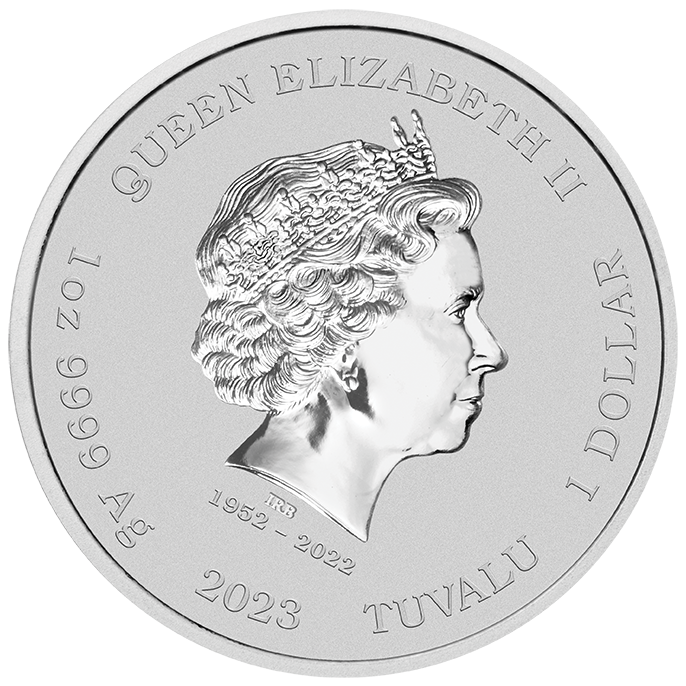 Tuvalu 2023 $1 James Bond Casino Chip 1oz Silver Coloured Coin in Card
