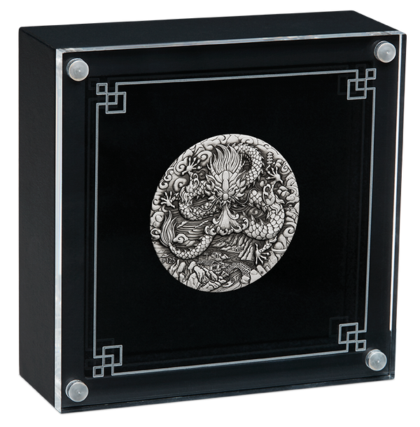 2024 $2 Lunar Year of the Dragon 2oz Silver Antiqued Coin