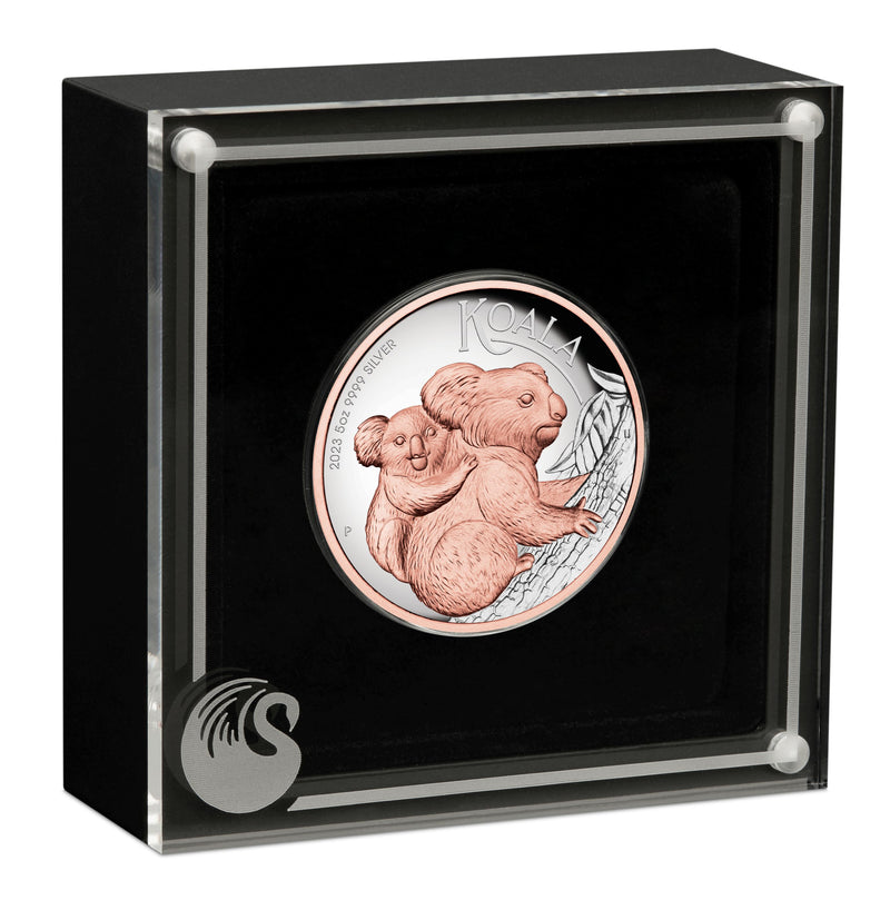 2023 $8 Koala Pink Gold-Gilded 5oz Silver High Relief Coin