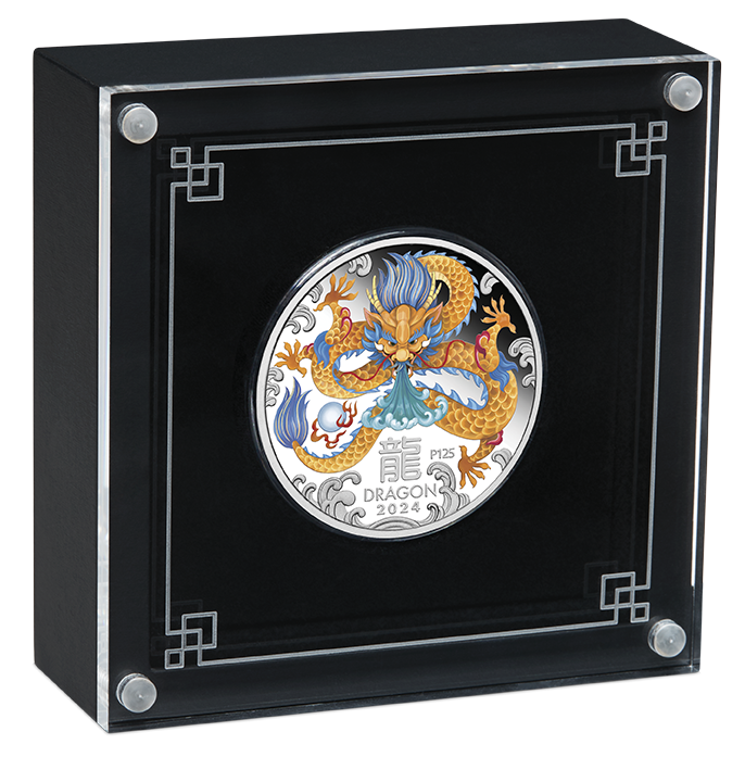 2024 $1 Lunar Year of the Dragon Coloured 1oz Silver Proof Coin