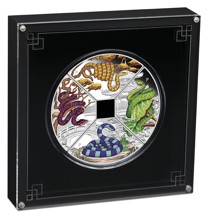 2025 $1 Year of the Snake 1oz Silver Proof Coloured Four-Coin Quadrant Set