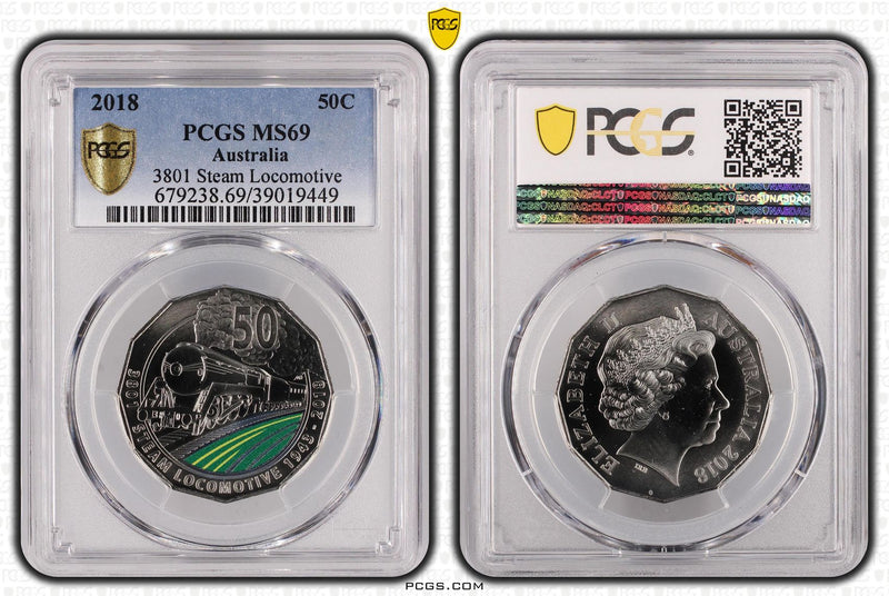 2018 50c 3801 Steam Locomotive PCGS MS69