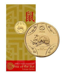 2008 $1 Year of the Rat Carded Coin