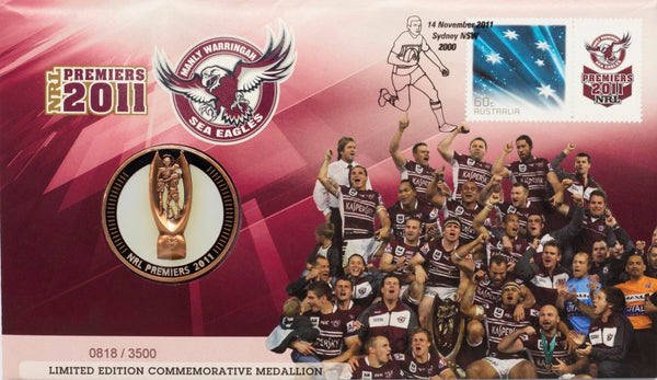 2011 NRL Premiers - Manly Warringah Sea Eagles Medallion PNC