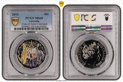 2012 Australia 50c Coat of Arms Colorized PCGS - MS69
