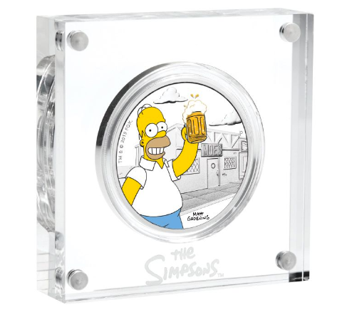 2019 Tuvalu $1 The Simpsons Homer Coloured 1oz Silver Proof Coin