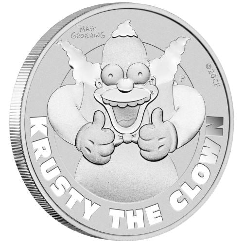 2020 Tuvalu $1 Krusty the Clown 1oz Silver Coin in Card