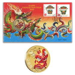 2020 Tuvalu $1 Happy Chinese New Year Coin & Stamp Cover