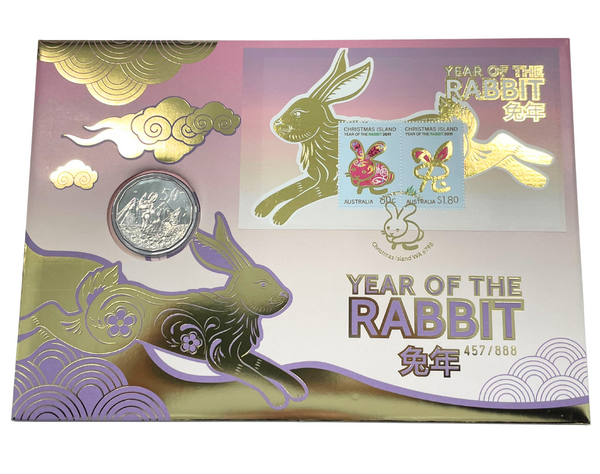 2023 50c Year of the Rabbit Coin & Stamp Cover - Only 888 Issued!